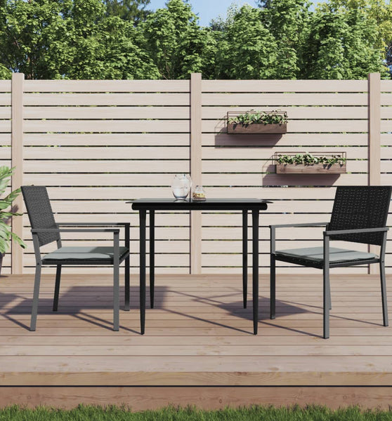 Gartenstühle mit Kissen 2 Stk. Schwarz 54x62,5x89cm Poly Rattan