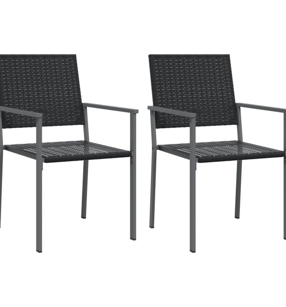 Gartenstühle 2 Stk. Schwarz 54x62,5x89 cm Poly Rattan