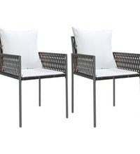 Gartenstühle mit Kissen 2 Stk. Braun 54x61x83 cm Poly Rattan