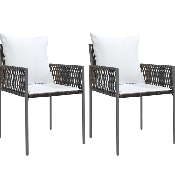 Gartenstühle mit Kissen 2 Stk. Braun 54x61x83 cm Poly Rattan