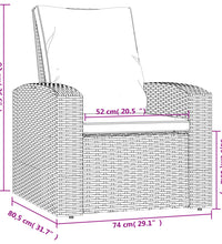 Gartensessel Verstellbar mit Kissen Hellbraun Poly Rattan