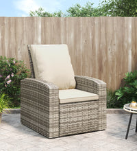 Gartensessel Verstellbar mit Kissen Hellbraun Poly Rattan