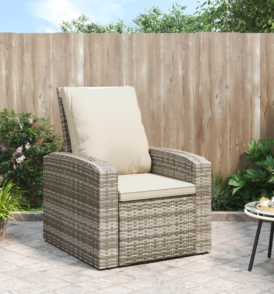 Gartensessel Verstellbar mit Kissen Hellbraun Poly Rattan