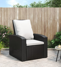 Gartensessel Verstellbar mit Kissen Schwarz Poly Rattan