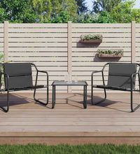 3-tlg. Garten-Lounge-Set mit Kissen Anthrazit Stahl