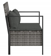 Gartenbank 2-Sitzer mit Kissen Grau Poly Rattan