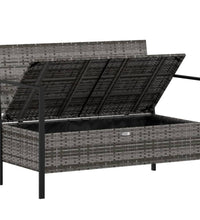 Gartenbank 2-Sitzer mit Kissen Grau Poly Rattan