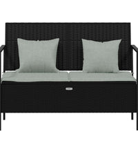 Gartenbank 2-Sitzer mit Kissen Schwarz Poly Rattan