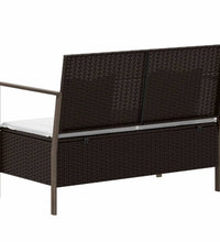 Gartenbank 2-Sitzer mit Kissen Braun Poly Rattan