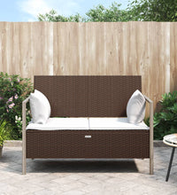 Gartenbank 2-Sitzer mit Kissen Braun Poly Rattan