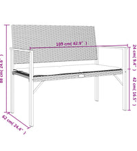 Gartenbank 2-Sitzer mit Kissen Grau Poly Rattan