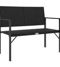 Gartenbank 2-Sitzer Schwarz Poly Rattan