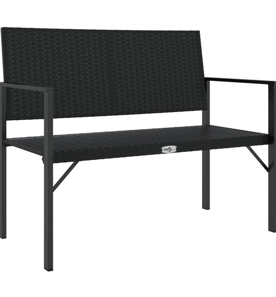 Gartenbank 2-Sitzer Schwarz Poly Rattan