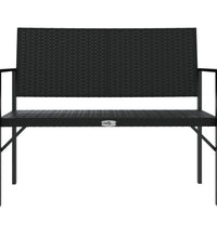 Gartenbank 2-Sitzer Schwarz Poly Rattan