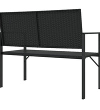 Gartenbank 2-Sitzer Schwarz Poly Rattan