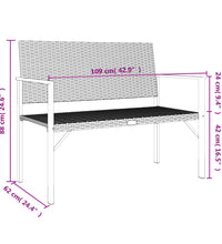 Gartenbank 2-Sitzer Schwarz Poly Rattan