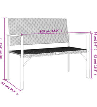 Gartenbank 2-Sitzer Grau Poly Rattan