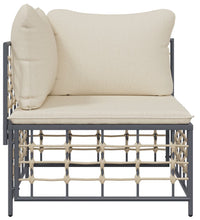 Garten-Ecksofa mit Beige Kissen Poly Rattan