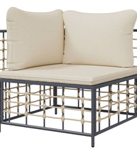 Garten-Ecksofa mit Beige Kissen Poly Rattan