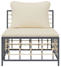 Garten-Mittelsofa mit Beige Kissen Poly Rattan