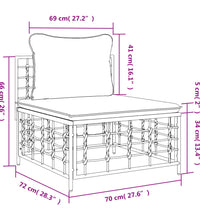 Garten-Mittelsofa mit Beige Kissen Poly Rattan