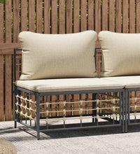 Garten-Mittelsofa mit Beige Kissen Poly Rattan