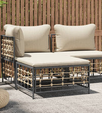 Gartenhocker mit Beige Kissen Poly Rattan