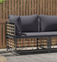 Garten-Ecksofa mit Dunkelgrauen Kissen Poly Rattan