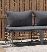 Garten-Mittelsofa mit Dunkelgrauen Kissen Poly Rattan