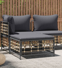 Gartenhocker mit Dunkelgrauem Kissen Poly Rattan