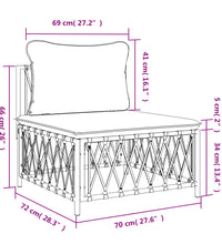 Garten-Mittelsofa mit Kissen Weiß Gewebe