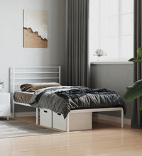 Metallbett ohne Matratze mit Kopfteil Weiß 75x190 cm