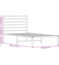 Metallbett ohne Matratze mit Kopfteil Weiß 75x190 cm