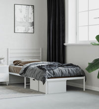 Metallbett ohne Matratze mit Kopfteil Weiß 75x190 cm