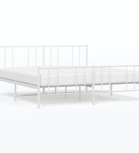 Bettgestell mit Kopf- und Fußteil Metall Weiß 193x203 cm