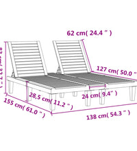 Doppel-Sonnenliege Schwarz 155x138x83 cm Polypropylen