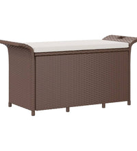 Gartenbank mit Kissen Braun 116x46x57 cm Poly Rattan