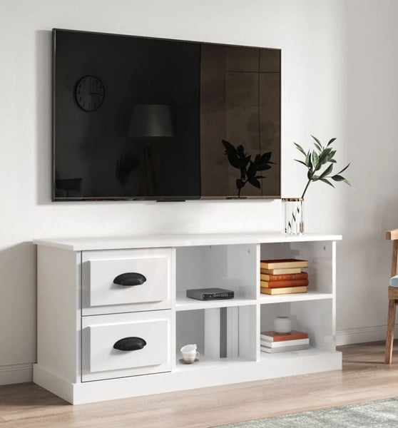 TV-Schrank Hochglanz-Weiß 102x35,5x47,5 cm Holzwerkstoff