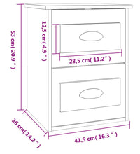 Wand-Nachttisch Grau Sonoma 41,5x36x53 cm