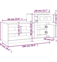 Schuhschrank Hochglanz-Weiß 100x42x60 cm Holzwerkstoff