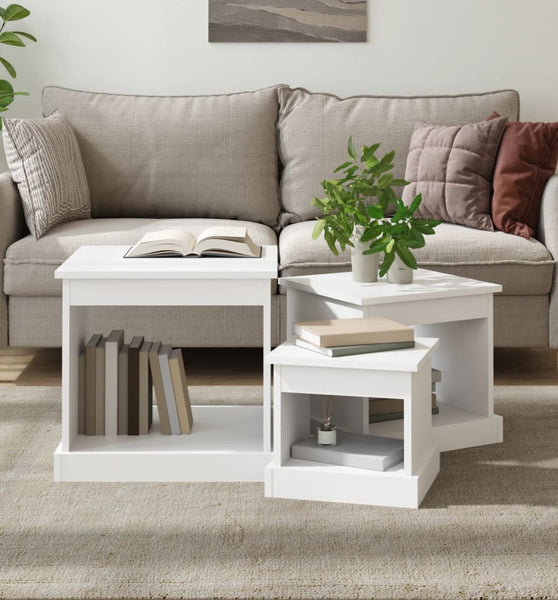 Couchtische 3 Stk. Weiß Holzwerkstoff