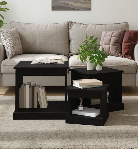 Couchtische 3 Stk. Schwarz Holzwerkstoff