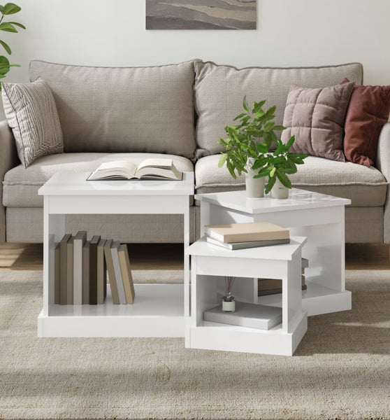 Couchtische 3 Stk. Hochglanz-Weiß Holzwerkstoff