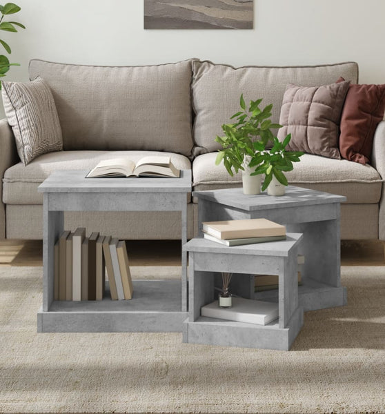 Couchtische 3 Stk. Betongrau Holzwerkstoff