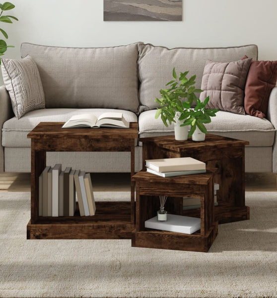 Couchtische 3 Stk. Räuchereiche Holzwerkstoff