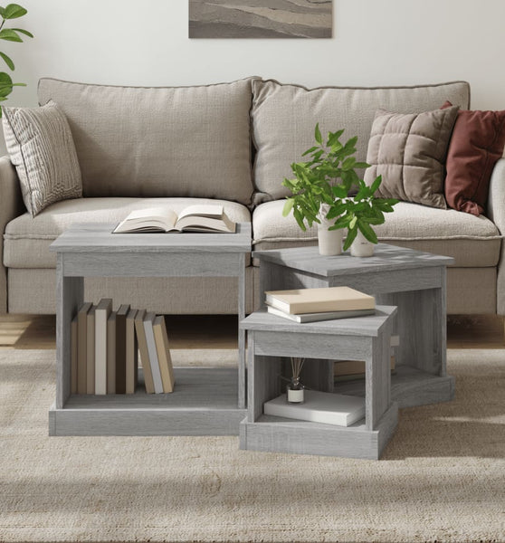 Couchtische 3 Stk. Grau Sonoma Holzwerkstoff