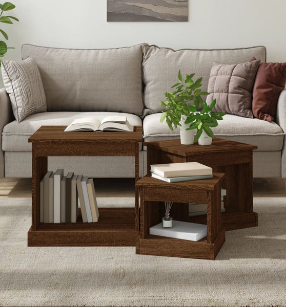 Couchtische 3 Stk. Braun Eichen-Optik Holzwerkstoff