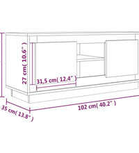 TV-Schrank Hochglanz-Weiß 102x35x45 cm Holzwerkstoff