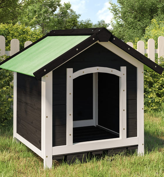 Hundehütte Grau 65x65x61,5 cm Massivholz Kiefer