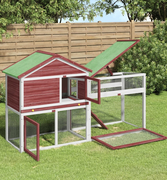 Kaninchenstall Mokka 185,5x60,5x109,5 cm Massivholz Kiefer